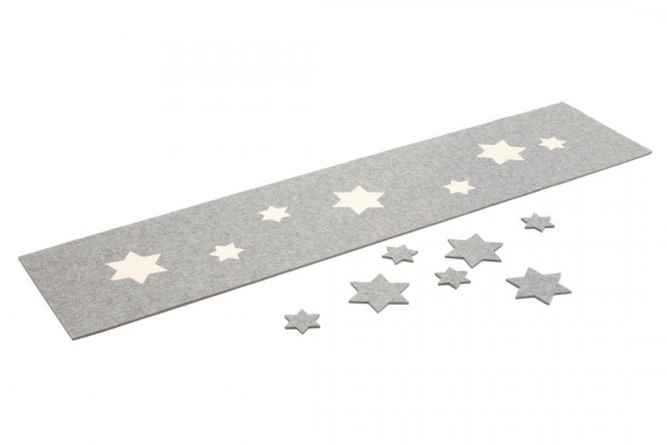 Dein Tischläufer Sterne Filz 180 x 40 cm, Farbe "Iron"