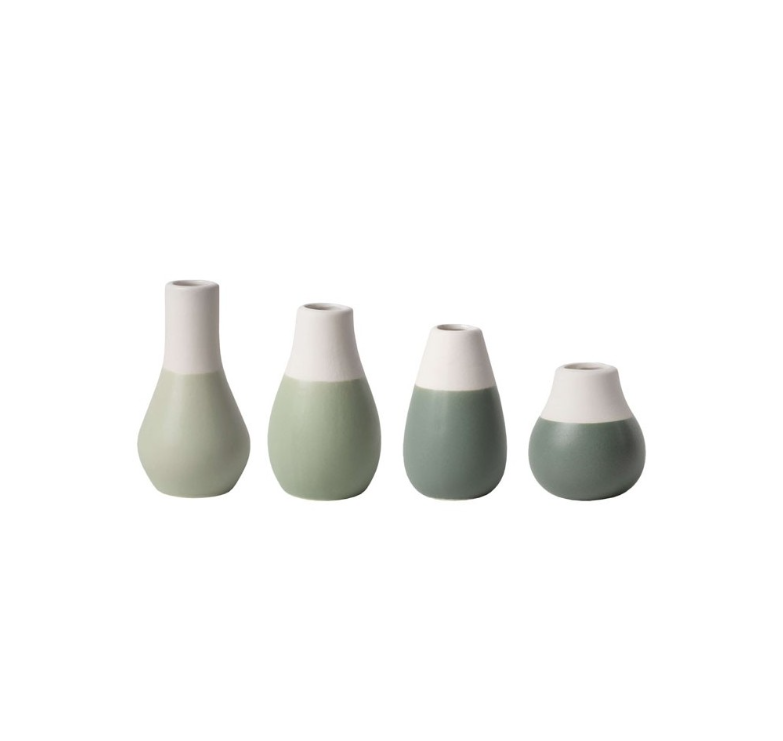 Räder Living Minivasen, Pastellvasen im 4er Set 4,5-8,0 cm, Farbe grünweiß