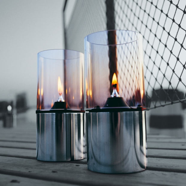 Stelton Öllampe mit Glasschirm mit „klaren Glas“