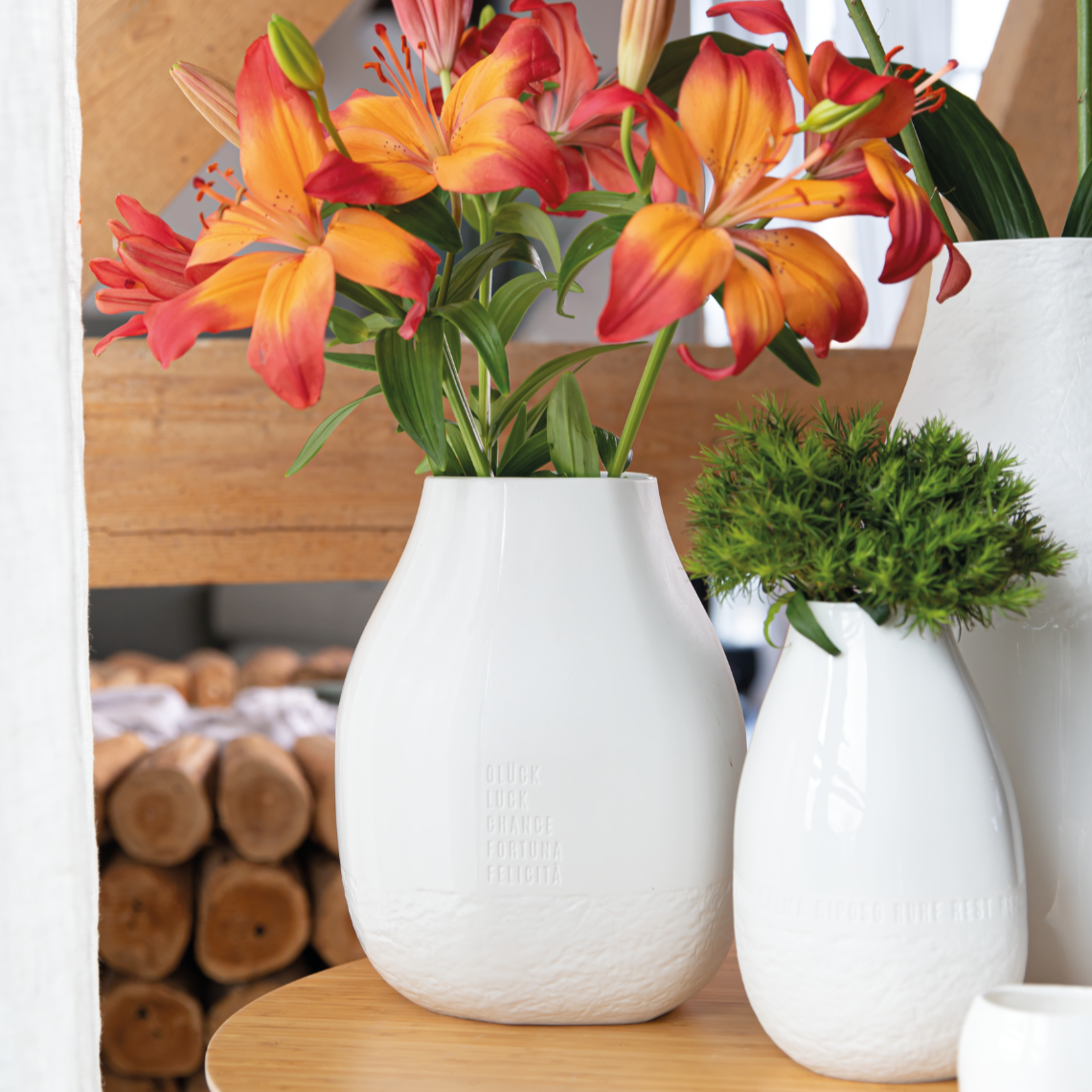 Freiform Vase "Glück" / 5-sprachig