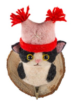 Baden Kleiderhaken Katze mit rosa Mütze 