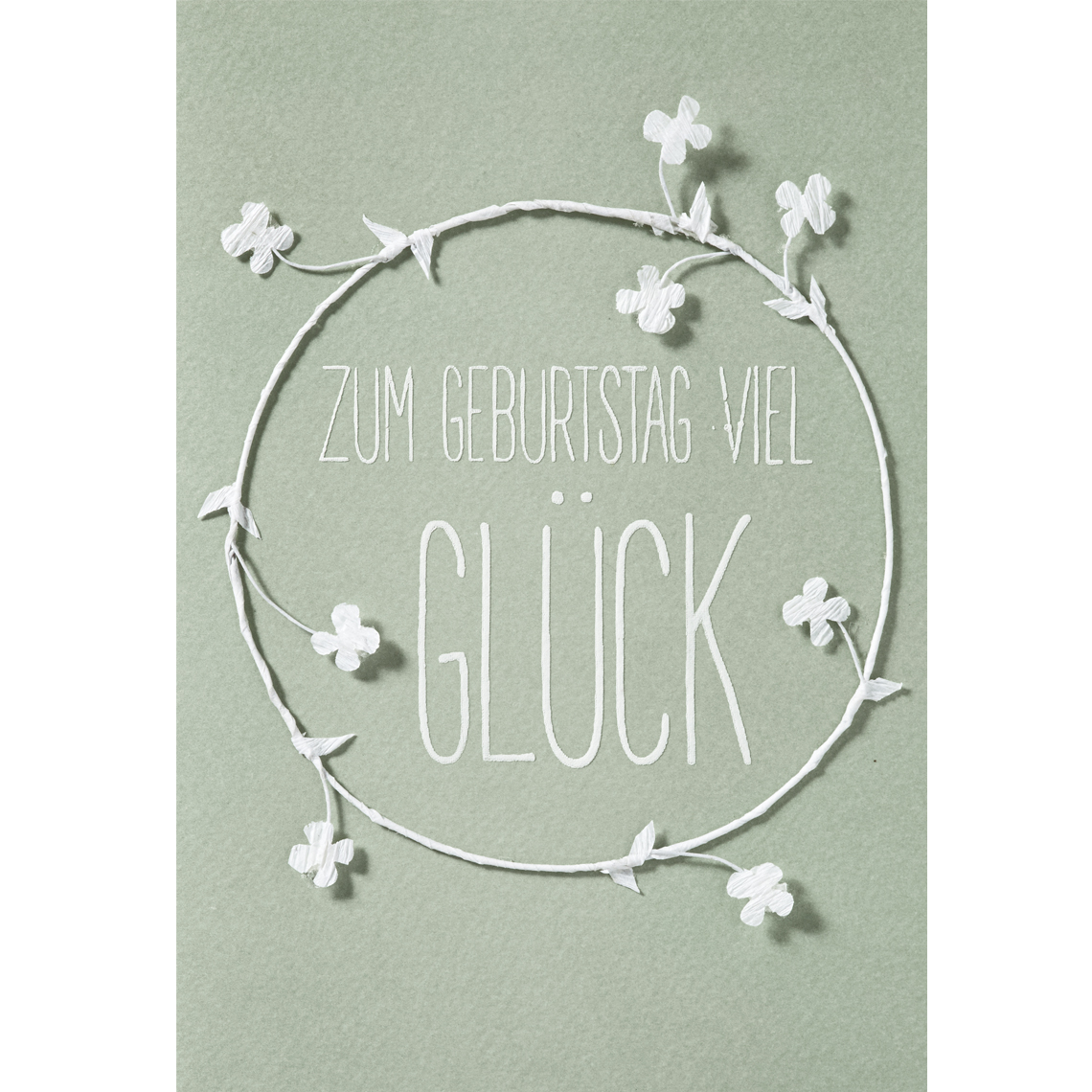 Weiße Blütenkarte "Zum Geburtstag viel Glück" von Räder  