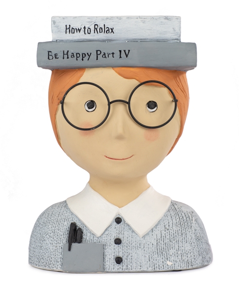 Herren Kopf mit Brille und Büchern 25cm