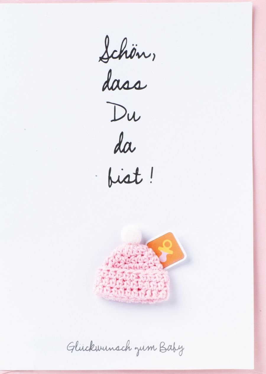 BABY WELCOME CARD mit Kuvert, Aufschrift SCHÖN, DASS DU DA BIST