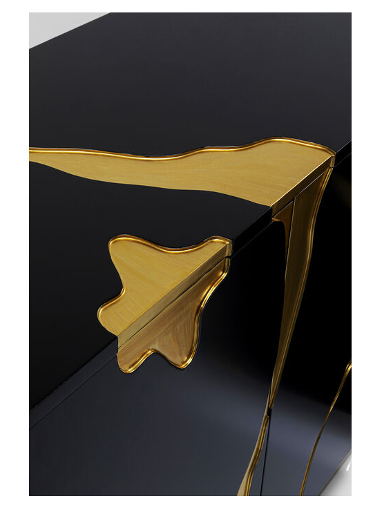 Sideboard Cracked Schwarz Gold 165x80cm