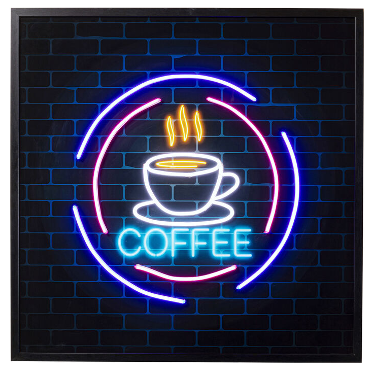 Glasbild Coffee LED 80x80cm
