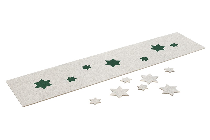 HEY Tischläufer "Mamor" inklusive 7 Sternen in zweiter Farbe "Deep Forest"