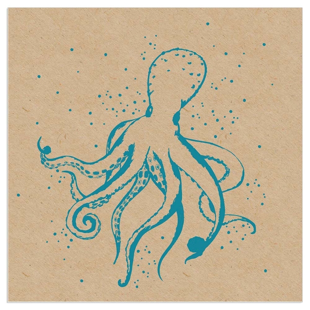 Lunch Serviette /Octopus (Natur/ Blau)