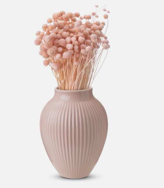 Knabstrup Vase mit Rillen , rosa, 20 cm
