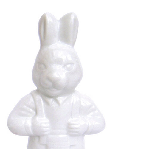 Mr. Nik Bunny Porzellanfigur mit Mütze und Bart aus Filz