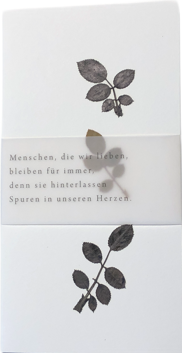 Trauerkarte „Blätter“, weiß